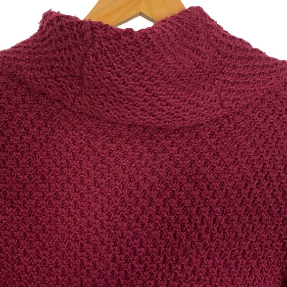 Crochet Cowl Neck Tunic Sweater Pullover Oversized Red Knit M American Eagle - Picture 4 of 9
